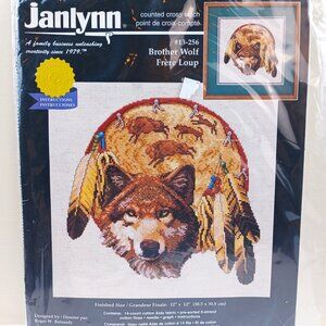 Janlynn Counted Cross Stitch Kit Brother Wolf Dreamcatcher Native Sealed 1998